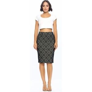 Renee‎ C. Black Elvira Lace Pencil Skirt Size Large